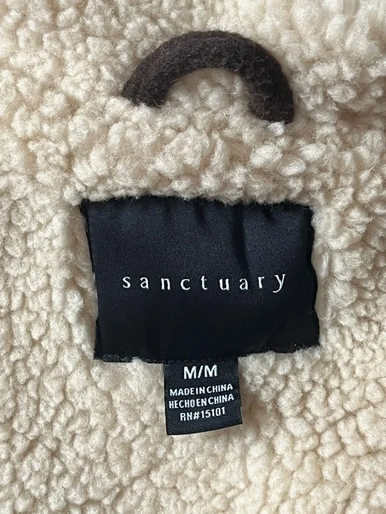 Sanctuary Women's Brown Plaid Sherpa Lined Cozy Heavyweight Vest - Picture 7 of 7